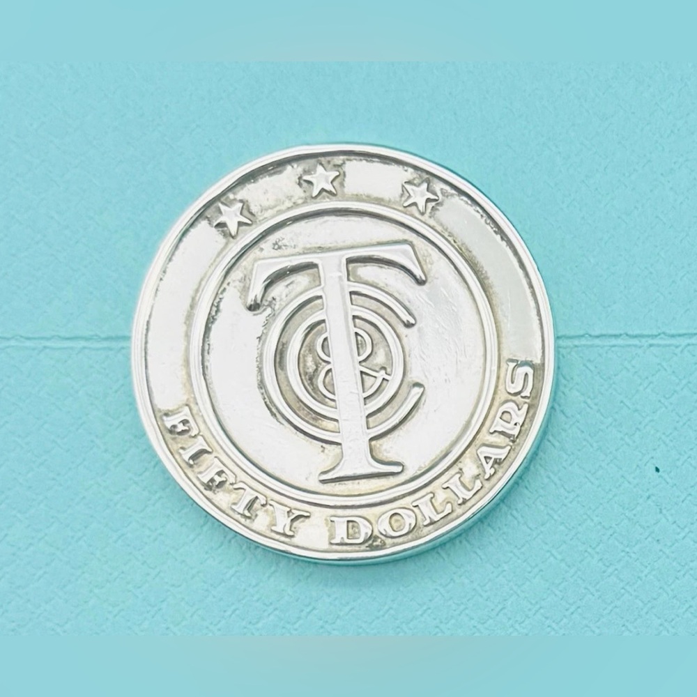 Genuine Tiffany & Co Sterling Silver Fifty Dollar Collectible Money Coin